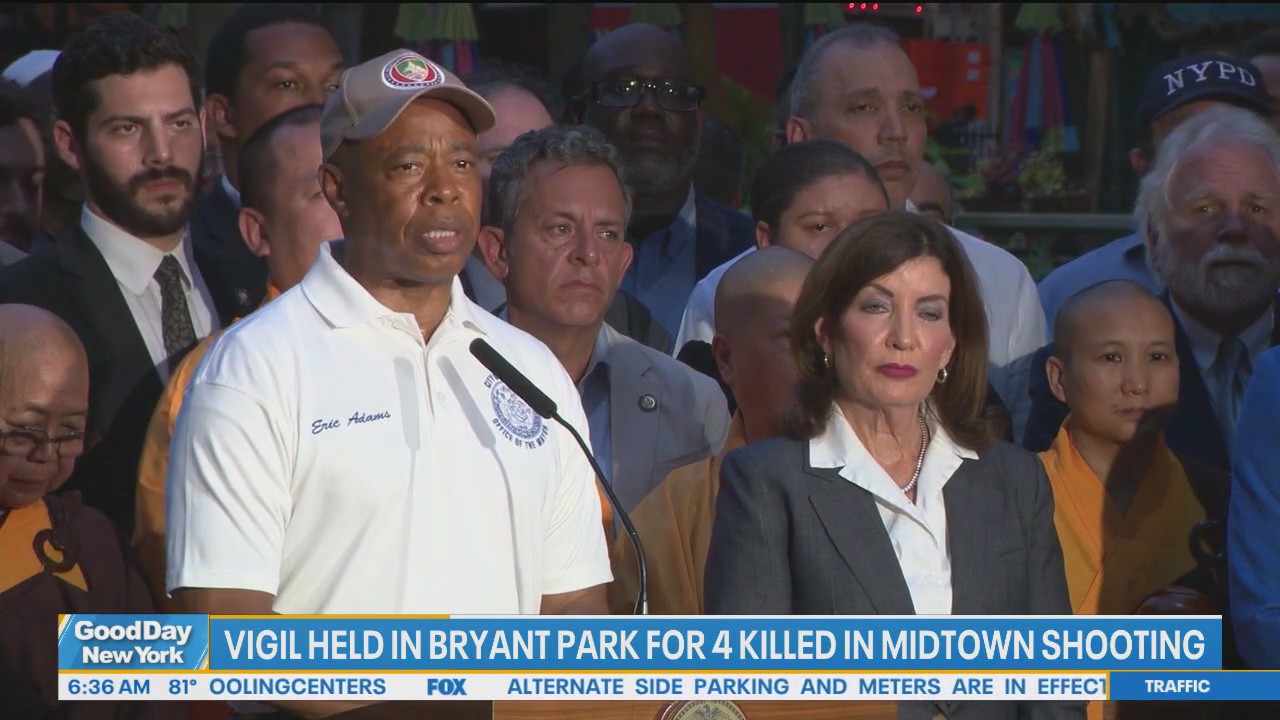 Vigil held in Bryant Park for 4 killed in Midtown shooting | FOX 5 New York