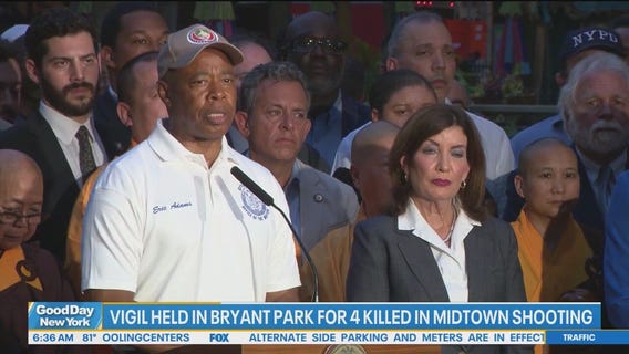 Vigil held in Bryant Park for 4 killed in Midtown shooting