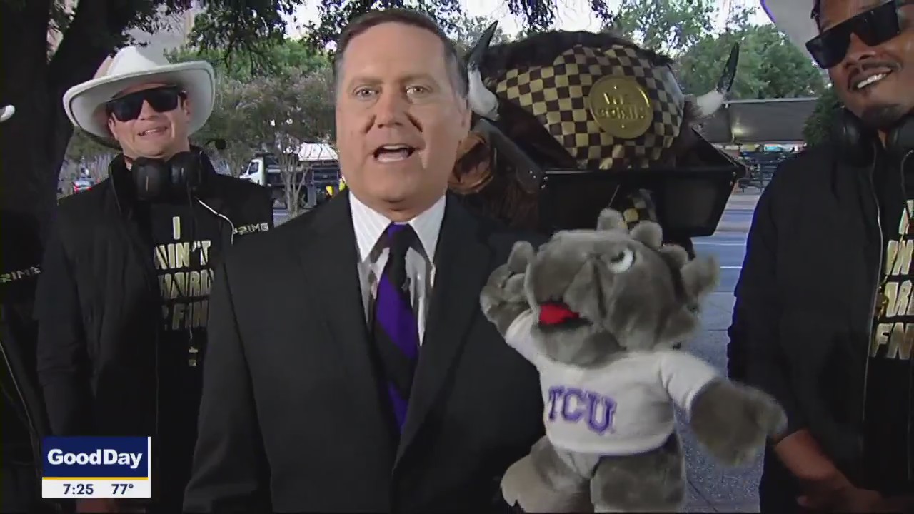 TCU, Colorado mascots battle outside Good Day studio