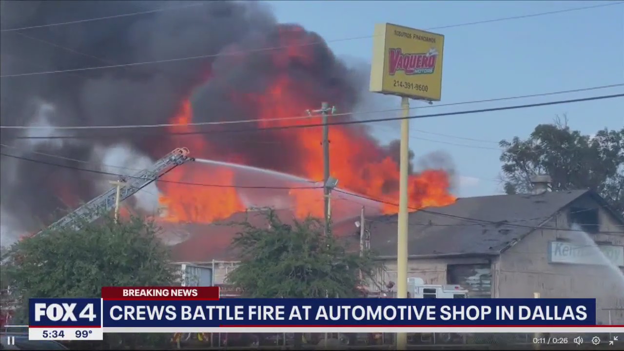 Crews battle fire at Dallas auto shop | FOX 4 Dallas-Fort Worth