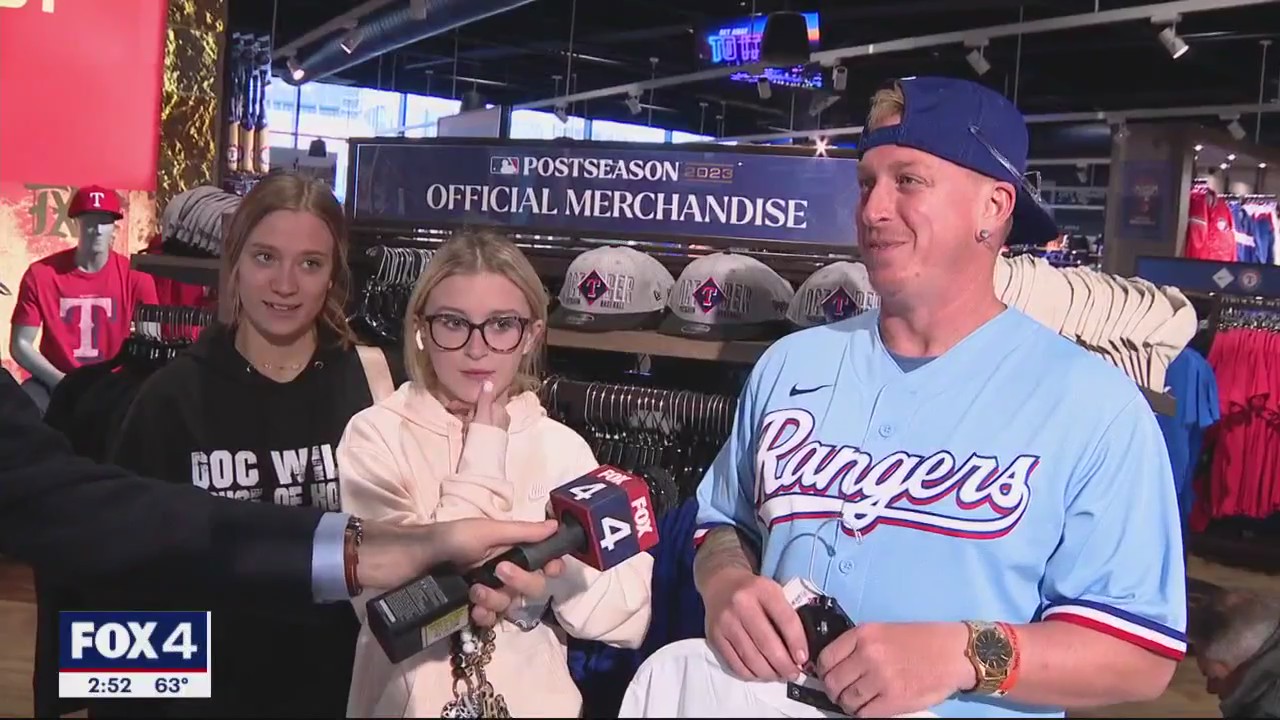 Rangers fans at Globe Life Field for Game 2 watch party