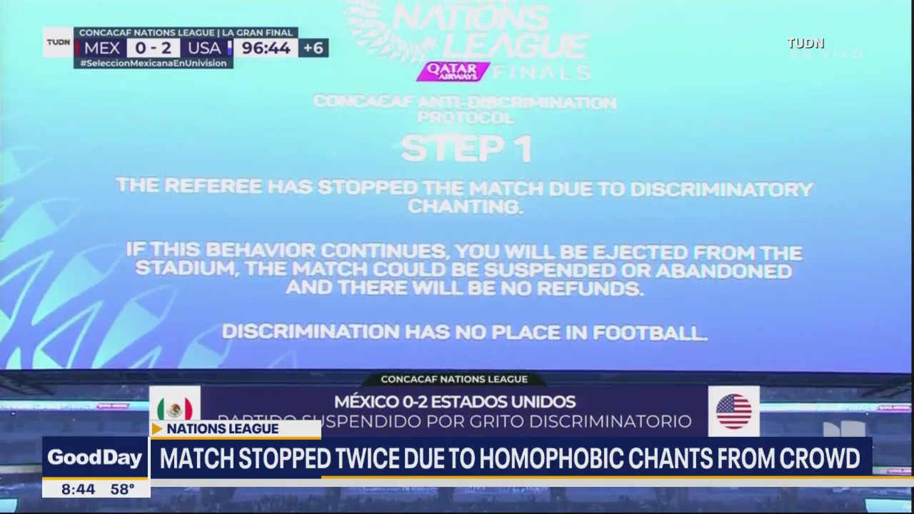 Discriminatory chants delay championship soccer match