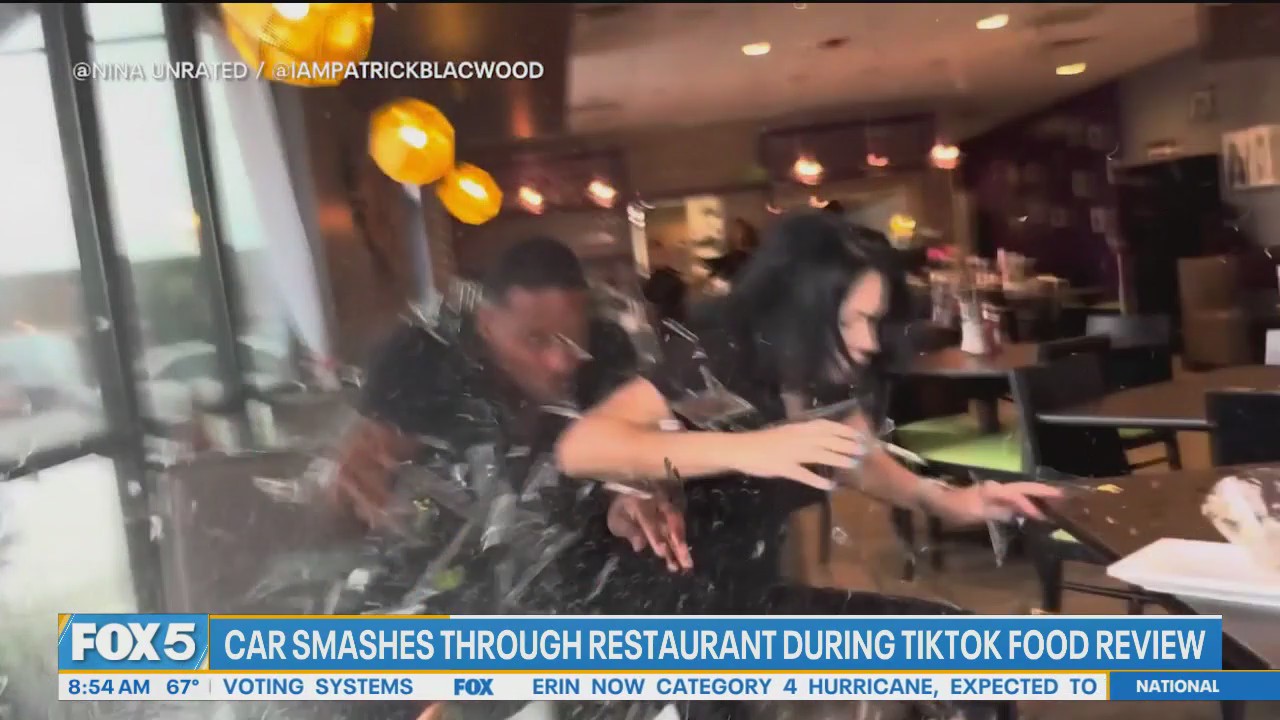Car crashes through Houston restaurant as influencers film food review