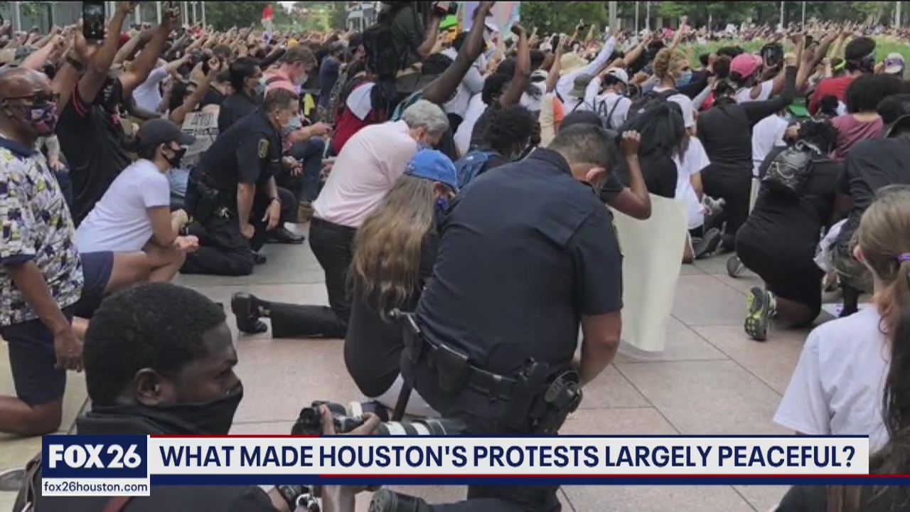 What made protests in Houston largely peaceful