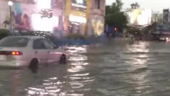 Streets flooded in Jamaica as Tropical Storm Laura passes through Caribbean