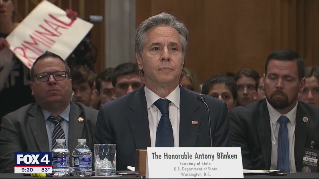 Protesters interrupt Blinken in Senate testimony