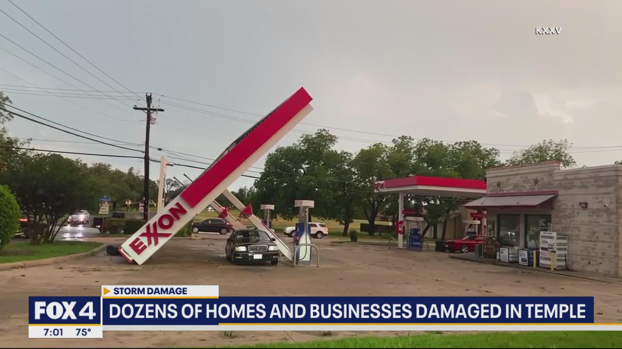 Tornado damages homes and businesses in Temple