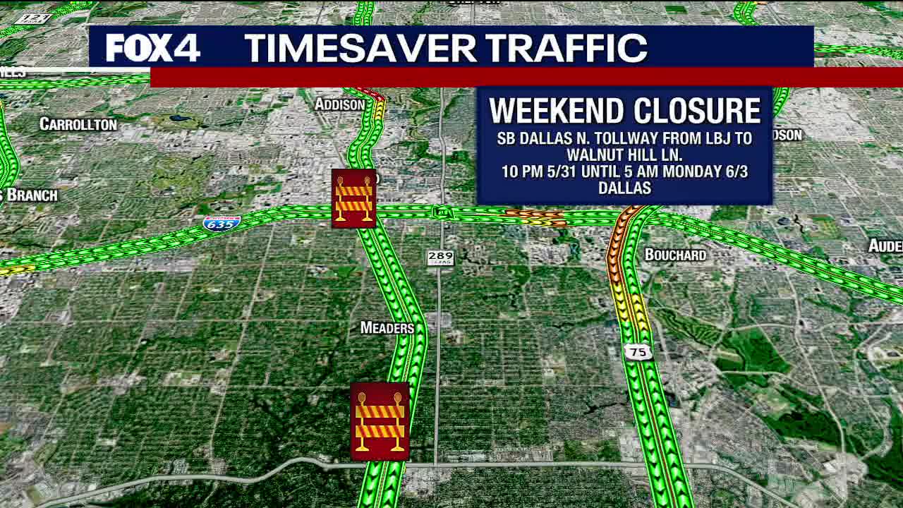 Dallas North Tollway closure this weekend