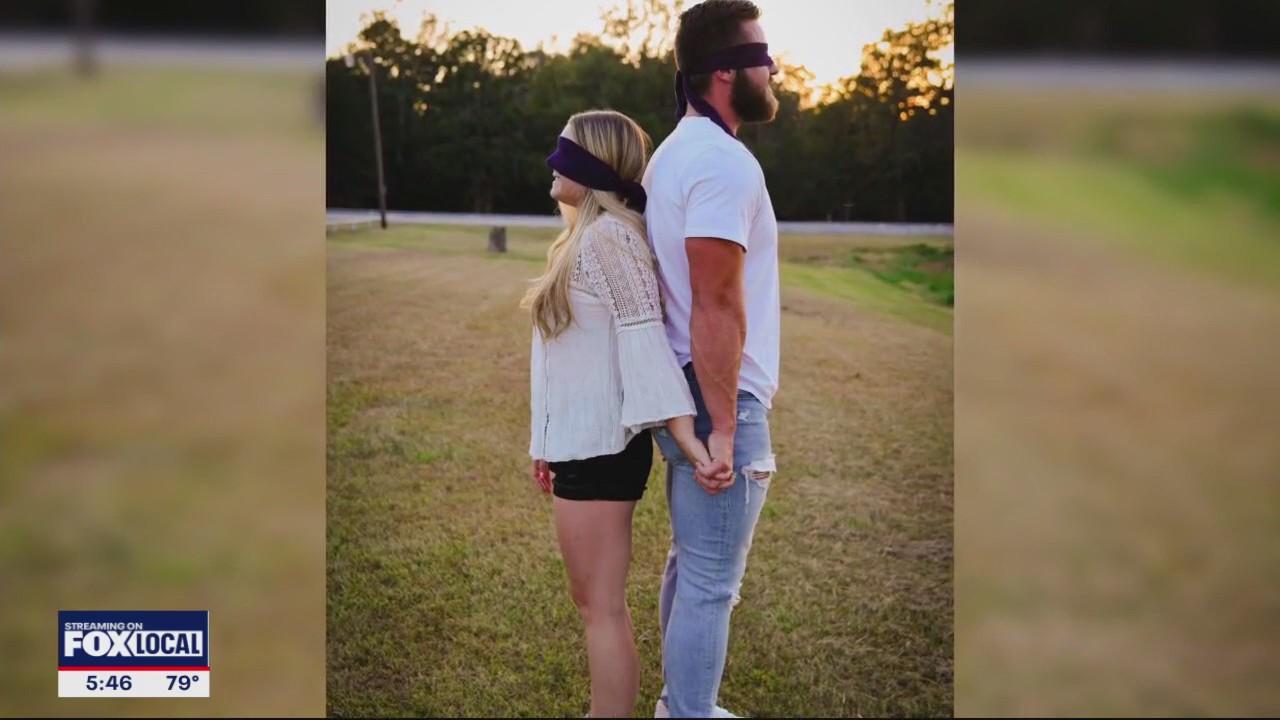 Engaged couple meets through blind date photoshoot