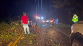 Fallen trees block roadways after severe storms in parts of Texas