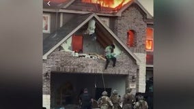 VIDEO: Pablo Patino seen climbing out of house while it's on fire after standoff in Spring