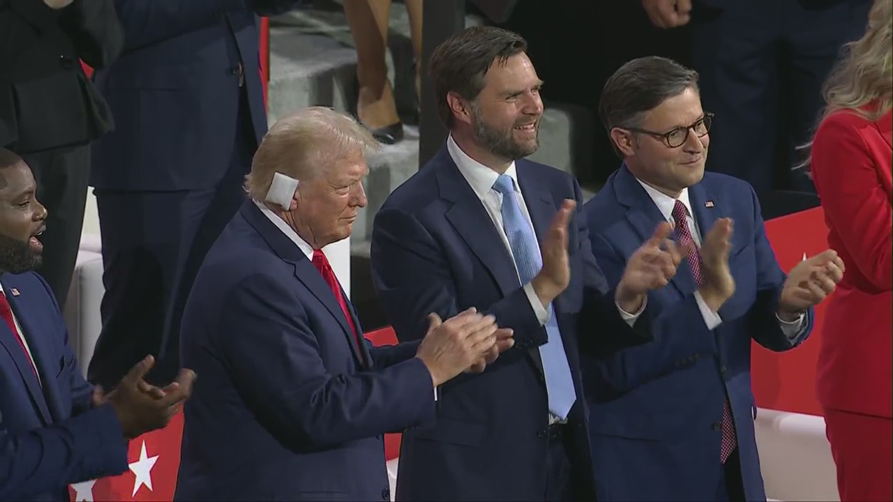Donald Trump appears at RNC with bandage on ear