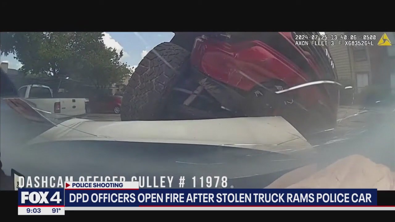 DPD officers open fire after truck rams police car