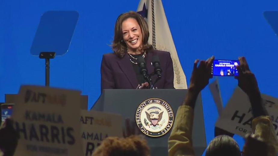 Kamala Harris addresses teachers union in Houston