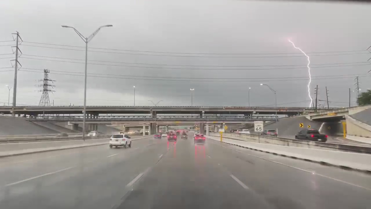Houston weather: Lightning strike captured on FOX 26 dashcam
