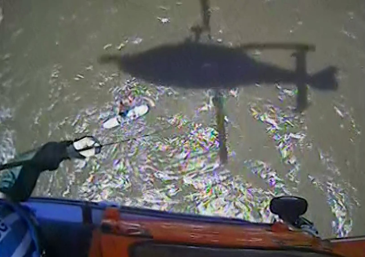 VIDEO: Surfer rescued by Coast Guard after being pushed offshore