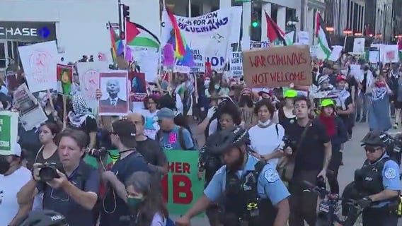 Protesters march in Chicago ahead of DNC