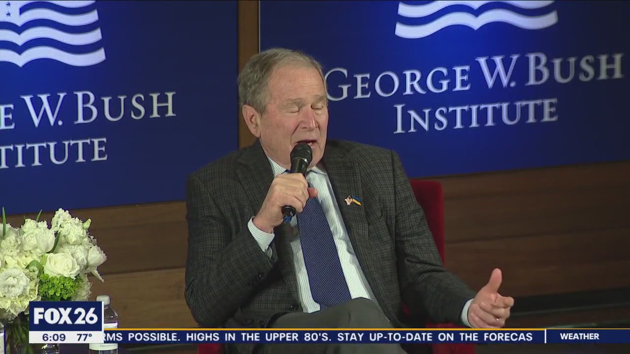 George W. Bush throws first pitch at World Series