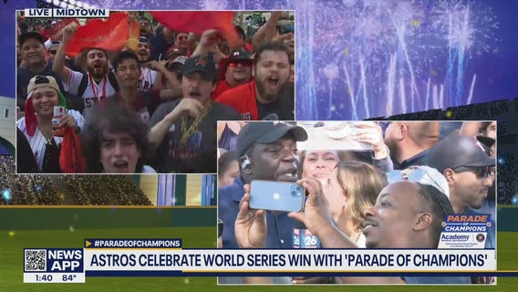 FOX 26's Isiah Carey keeps fans in check during Parade of Champions broadcast