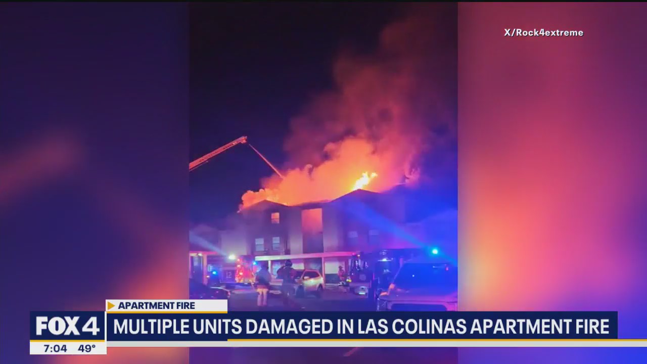 Flames engulf apartment complex in Las Colinas