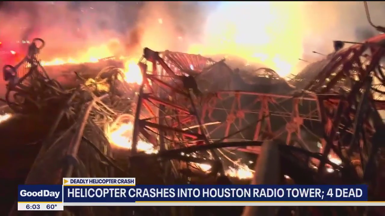 Helicopter crashes into Houston radio tower: 4 killed