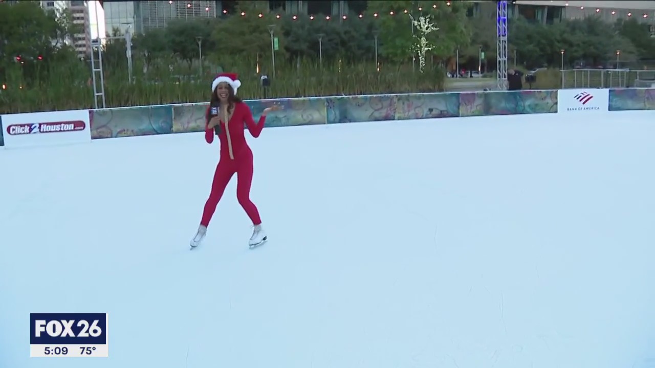 FOX 26 Meteorologist has some fun on the ice!