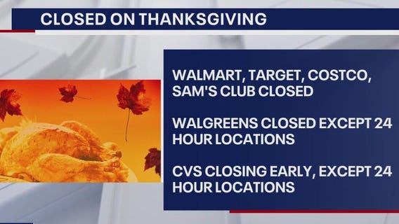 Restaurants, stores open on Thanksgiving