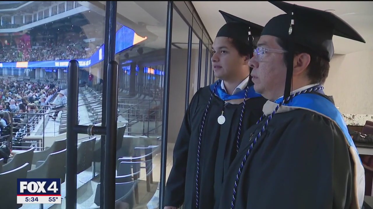 Father-son duo graduates with master's degrees