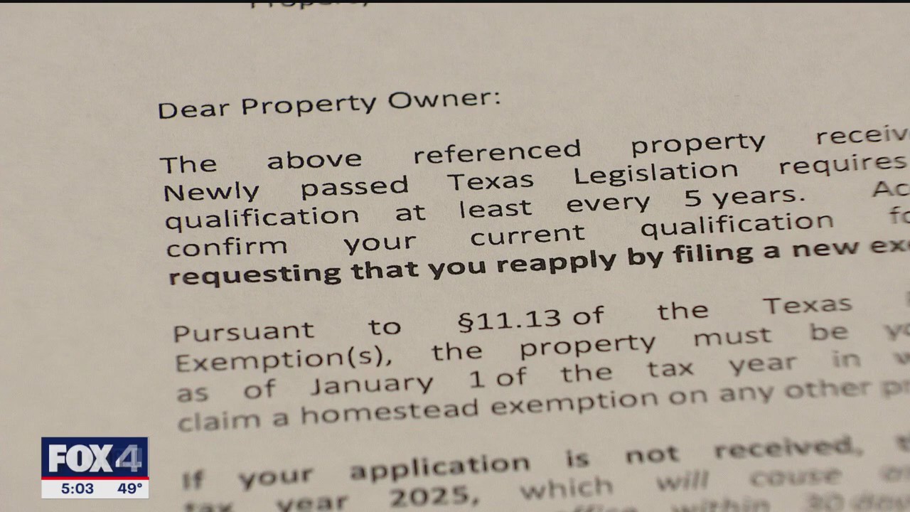 TX homeowners must reverify homestead exemptions