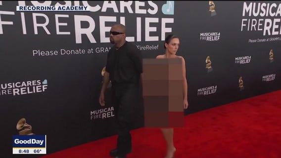 Kanye West's wife shows up naked to the Grammy's