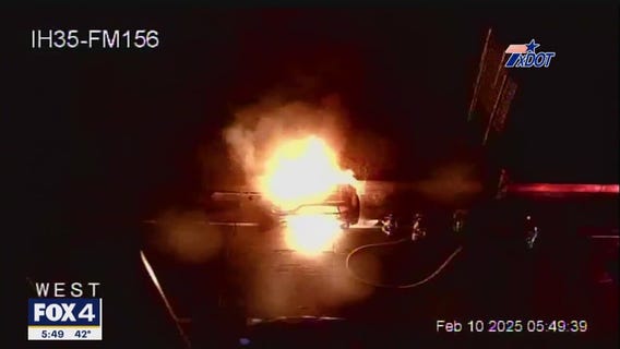 WATCH: Car engulfed in flames on I-35