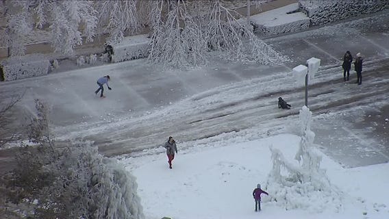 Pipe burst turns Frisco parking lot into ice rink | RAW