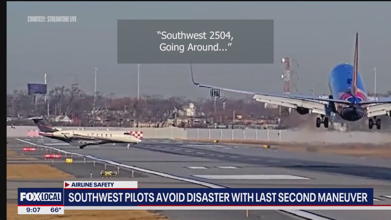 SWA pilot narrowly avoids collision with jet
