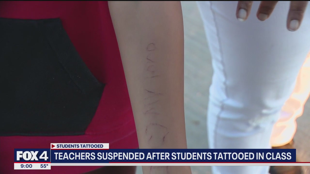Teachers suspended after students tattooed each other