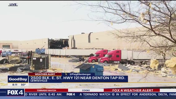 Lewisville warehouse damaged by storms