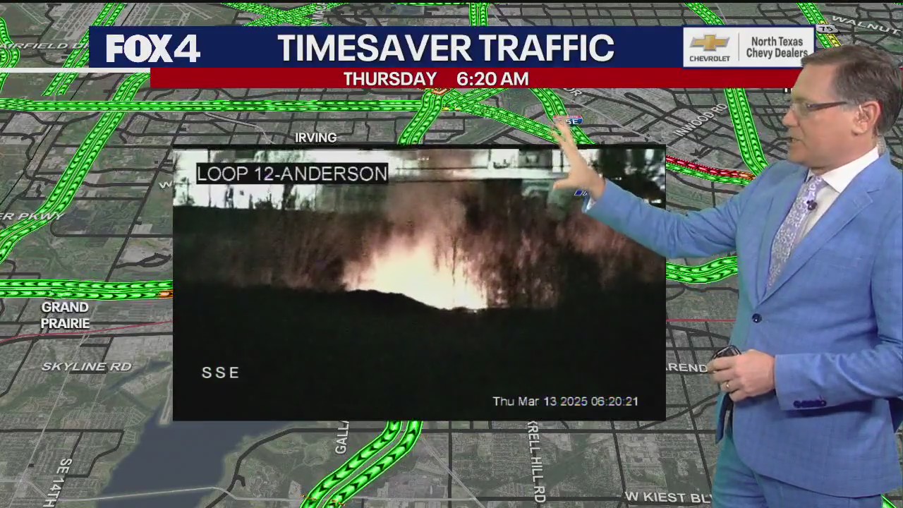 WATCH: Grass fire blazes off I-30 in Dallas