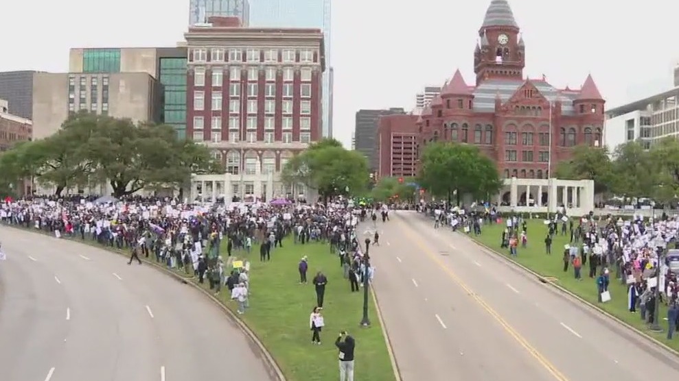 Downtown Dallas "Hands Off!" protest