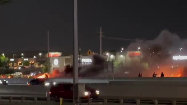 VIDEO: Fiery Fort Worth motorcycle crash on I-35W