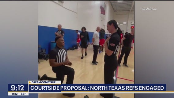 Courtside proposal at North Texas basketball game