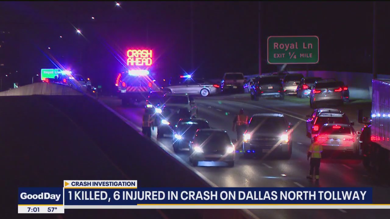 1 killed, 6 injured in crash on Dallas North Tollway