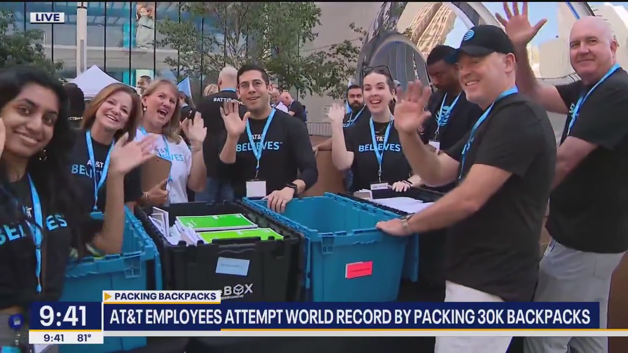 AT&T employees attempt world record by packing backpacks