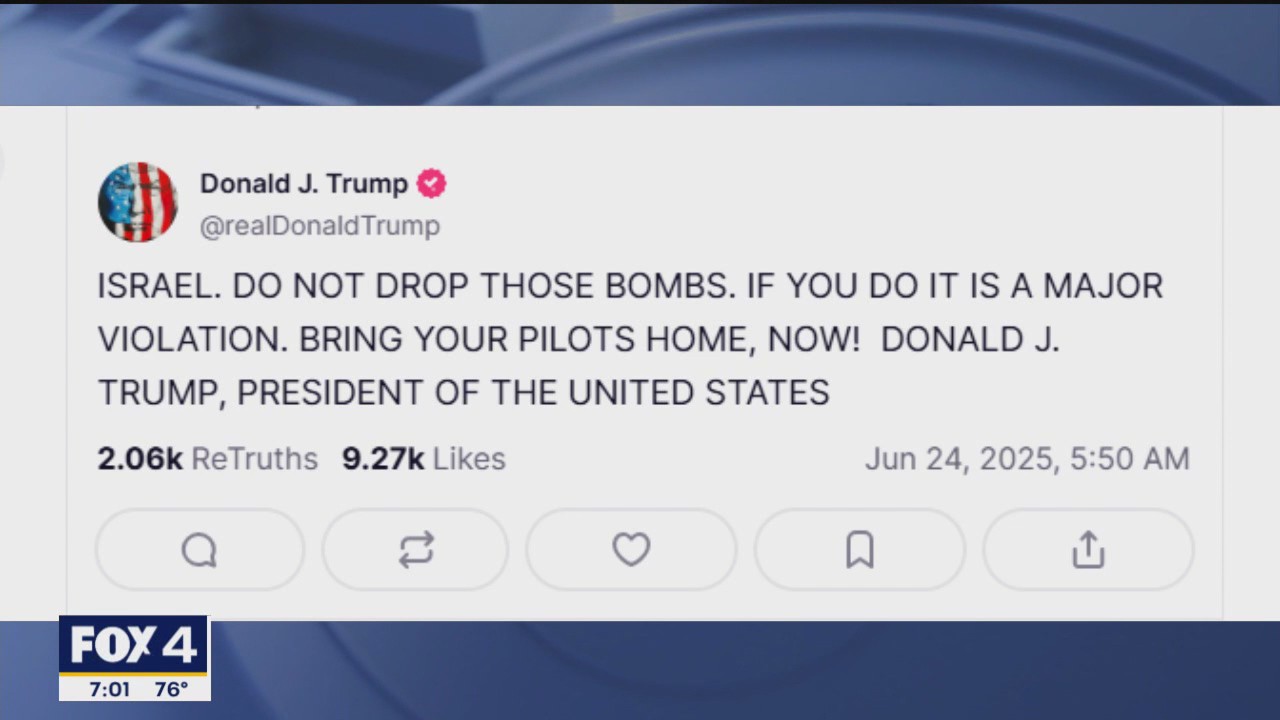 'ISRAEL. DO NOT DROP THOSE BOMBS': Trump warns Israel