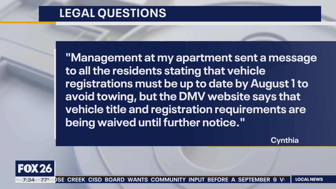 Your Legal Questions - Money market draw, vehicle registration