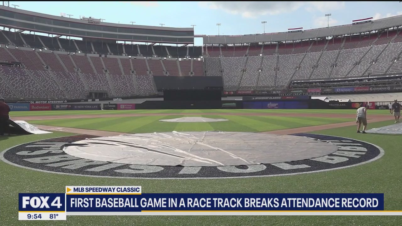 1st baseball game at racetrack beats attendance record | FOX 4 Dallas ...