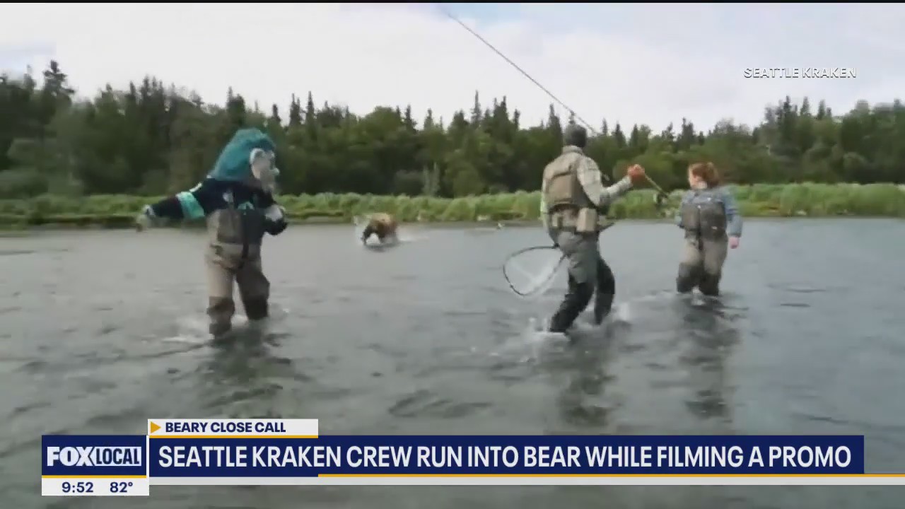 Bear charges at Seattle Kraken while filming promo