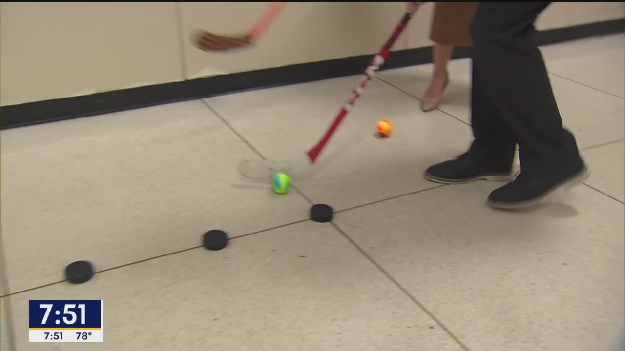 Brandon and Lauren take on hockey challenge