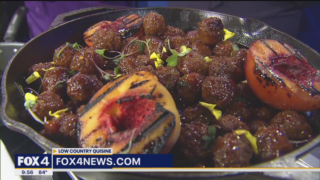Bourbon peach meatball recipe from Low Country Quisine