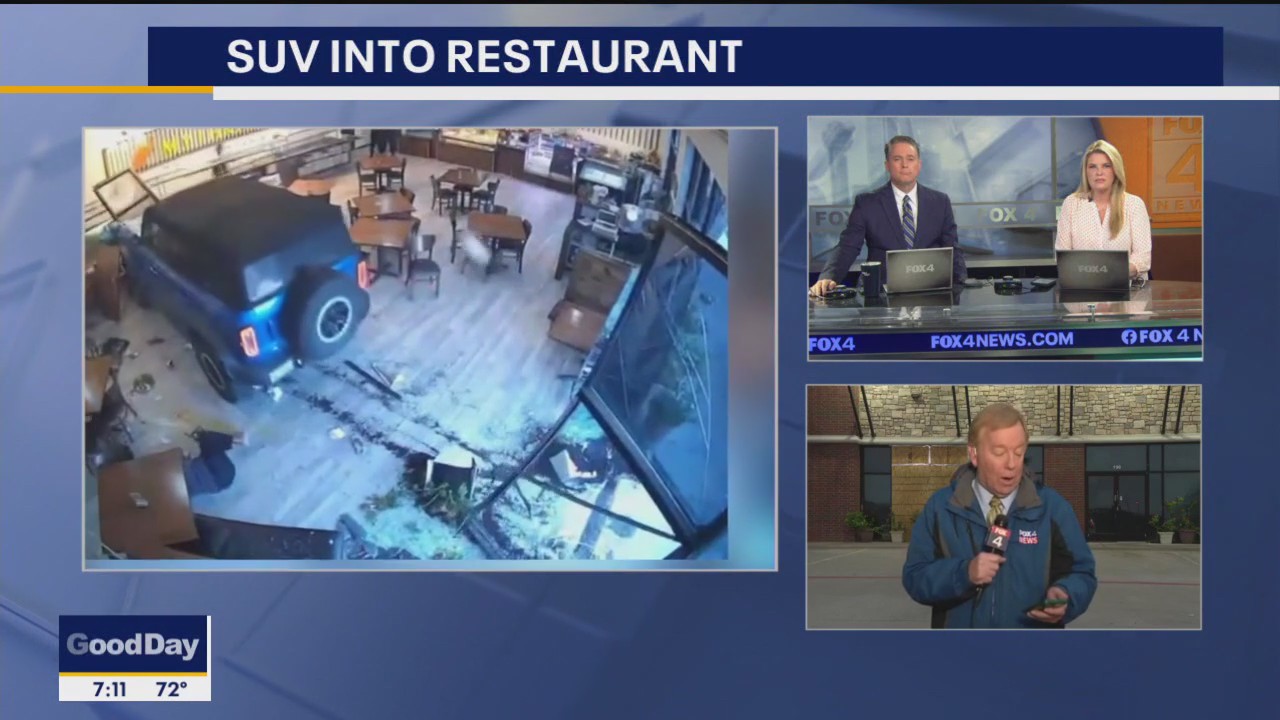 Terrifying video shows SUV driving into restaurant