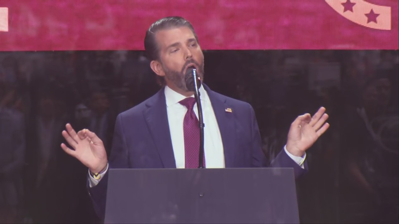 Donald Trump Jr. impersonates his father at Charlie Kirk's funeral