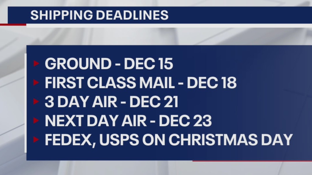 Holiday shipping deadlines are fast approaching